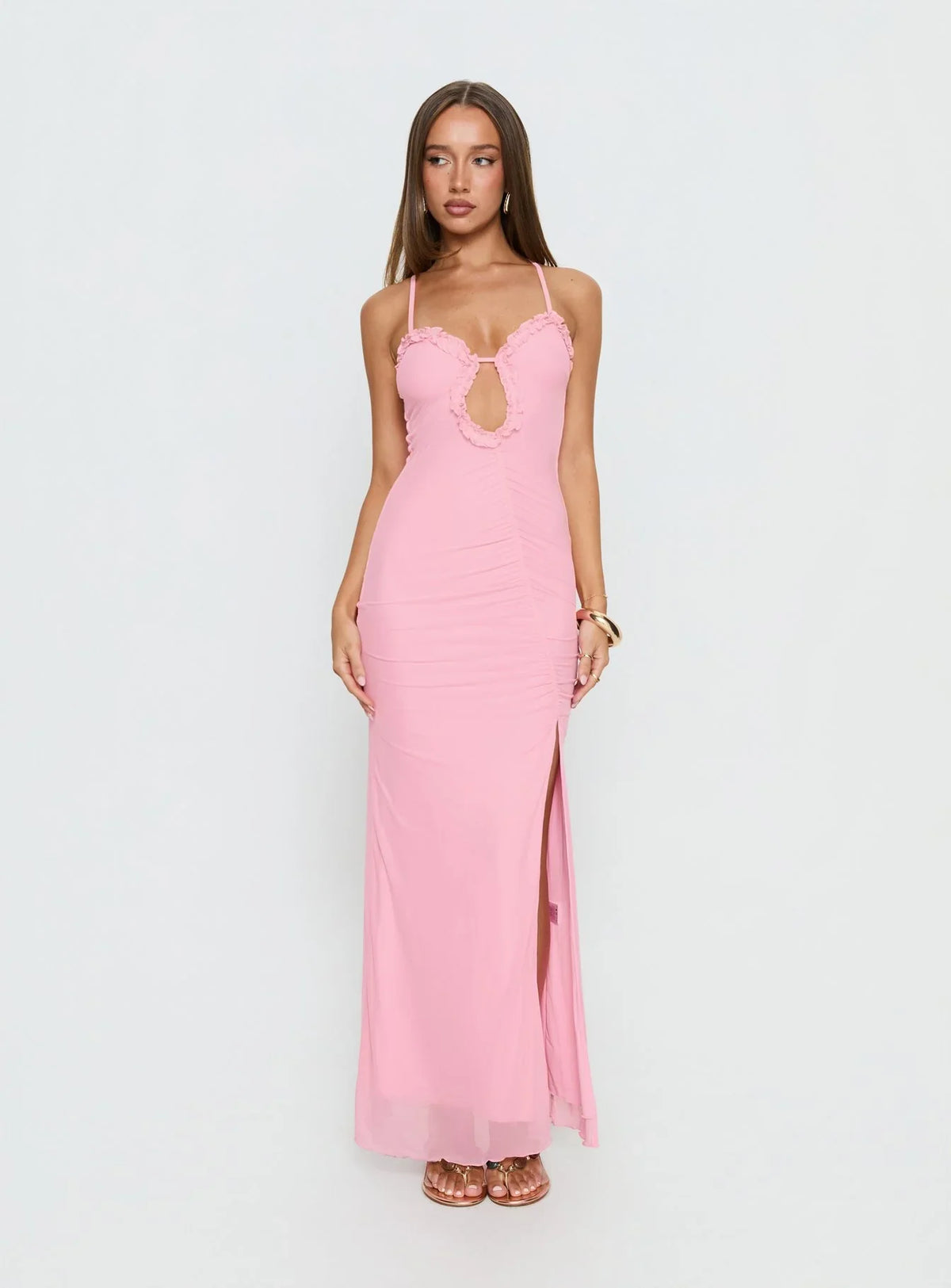 Soulina Ruched Maxi Dress Pink