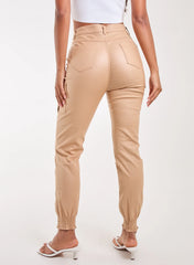 PU Cuffed Cargo Trousers
