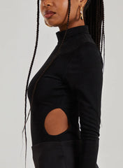 Slinky Cut Out Flare Sleeve Bodysuit