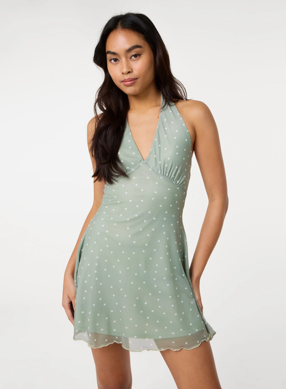 Halter Mini Dress In Polka Dot