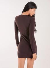 Cut Out Long Sleeve KeyHole Mini Dress