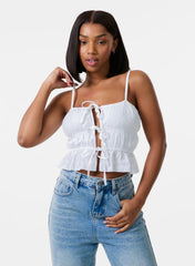 Tie Front Broderie Cami Top