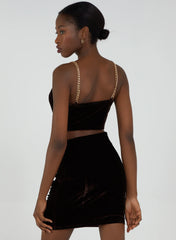 Velvet Chain Detail Crop Top
