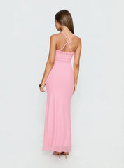 Soulina Ruched Maxi Dress Pink
