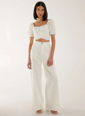 Puff Sleeve Tie Back Top