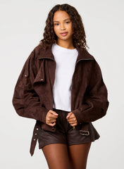 Faux Suede Oversized Jacket