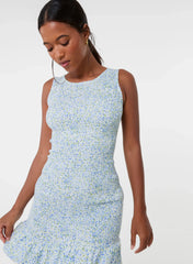 Ditsy Shirred Broderie Mini Dress