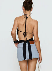 Emira Backless Tie Neck Top Black