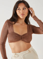 Long Sleeve Sweetheart Shimmer Top