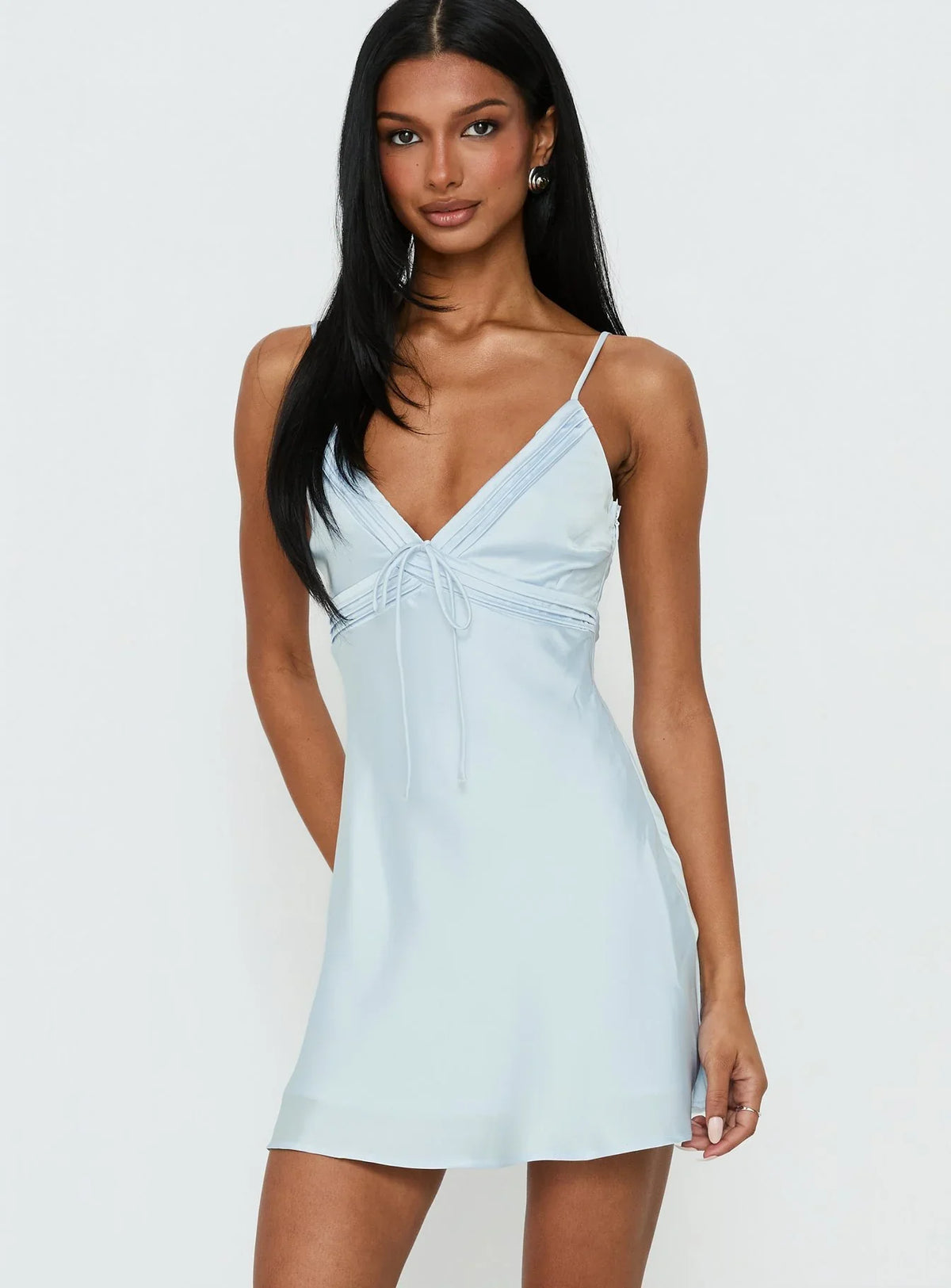 Iseabal V Neck Mini Dress Ice Blue