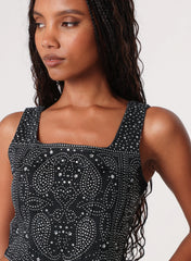 Diamante Denim Corset Top