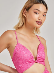 Printed Ring Detail Cut Out Bodysuit