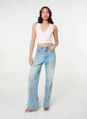 V Neck Lace Crop Top