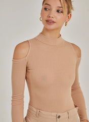 Cold Shoulder Ribbed Bodysuit