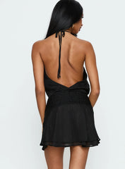 Rozario Chiffon Halter Mini Dress Black / Silver