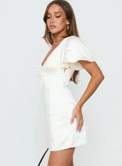 Sun Will Rise Tie Detail Mini Dress Cream