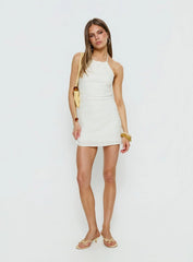 Abria Halter Textured Mini Dress White