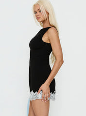 Olyra Lace Trim Mini Dress Black / White