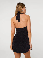 Glitter Halter Ruched Mini Dress