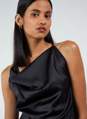 Satin Cowl Neck Mini Dress