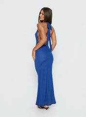 Jazminah Halter Cowl Neck Maxi Dress Royal Blue