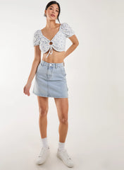 Floral Broderie Puff Sleeve Top