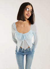 Butterfly Long Sleeve Mesh Top