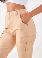 PU Cuffed Cargo Trousers