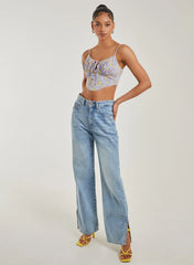 Ditsy Floral Tie Front Corset Top