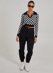 Notch Collar Checkered Top