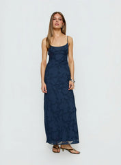 Ariadne Scoop Backless Maxi Dress Navy Burnout