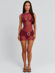 ZIANE MINI DRESS BURGUNDY
