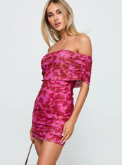 Hotseat Off The Shoulder Mini Dress Pink
