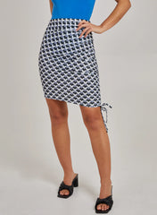 Geometric Print Gathered Midi Skirt