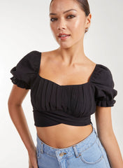 Puff Sleeve Tie Back Top