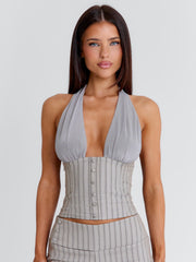 ARIYAH TOP GREY STRIPE
