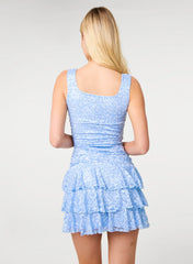 Printed Lace Square Neck Dress
