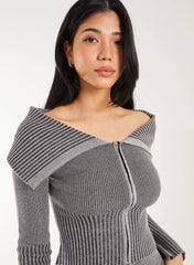 Washed Rib Fold-Over Cardigan