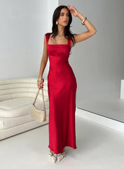 Radioactive Bias Cut Maxi Dress Red