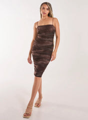 Mesh Scratch Midi Strappy Dress