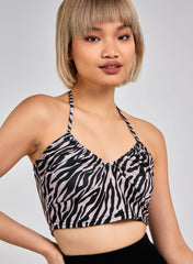 Zebra Print Halter Neck Top