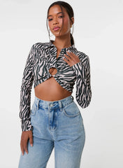 Zebra Print Collared Top