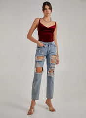 Velvet Cowl Neck Bodysuit