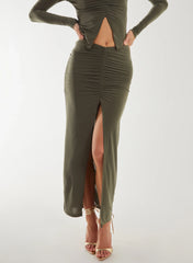 Slinky Ruched Maxi Skirt