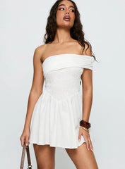 Fruitful Off Shoulder Mini Dress White