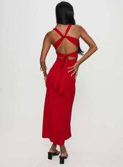 Mesmerise Halter Maxi Dress Red