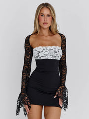 OMERA MINI DRESS BLACK WHITE