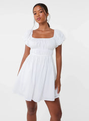 Puff Sleeve Mini Dress with Shorts