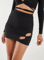 Lettuce Hem Cut Out Mini Skirt