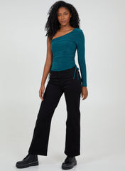 Ruched One Shoulder Slinky Top